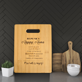 Wood Burned Bamboo Cutting Board - Recipe for a Happy Home