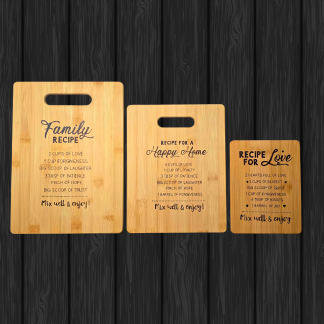 Wood Burned Bamboo Cutting Board - Family Recipe