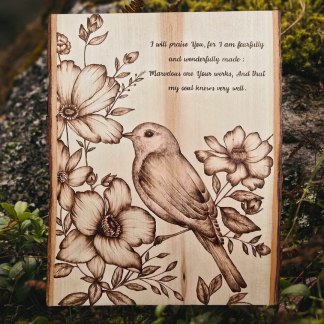 Pyrography Wall Art - 'Wonderfully Made'