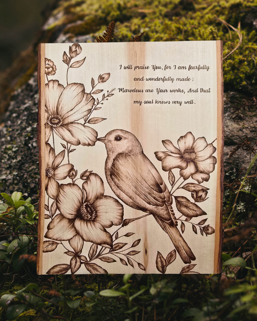 Pyrography Wall Art - 'Wonderfully Made'
